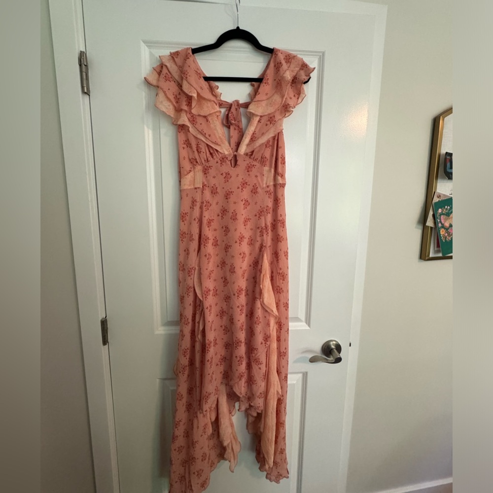 Joaquin Floral Ruffle Plunge Dress
